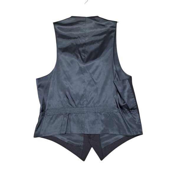 Vintage Pierre Cardin Mens 3-Piece Navy Suit 42R 36x34 Pinstripe Blue Wool 1980s - Picture 8 of 14